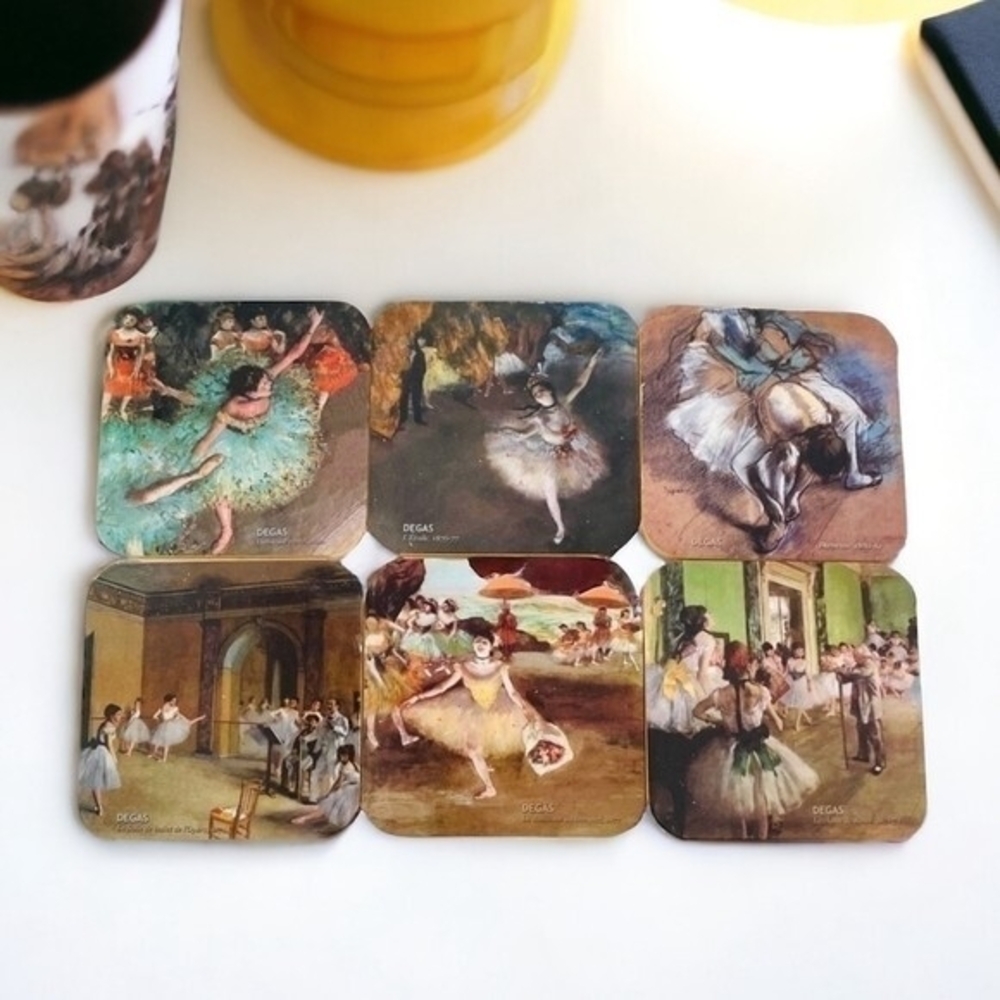 Dessous De Verres Paris Degas Ballerinas Glass Coaster Set 4" European Art NOB